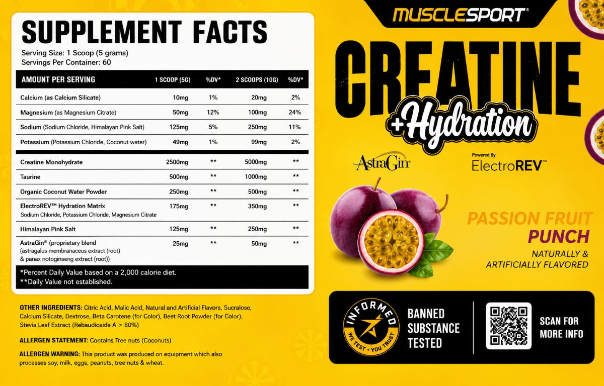 Supplement facts panel, Passion Fruit Punch